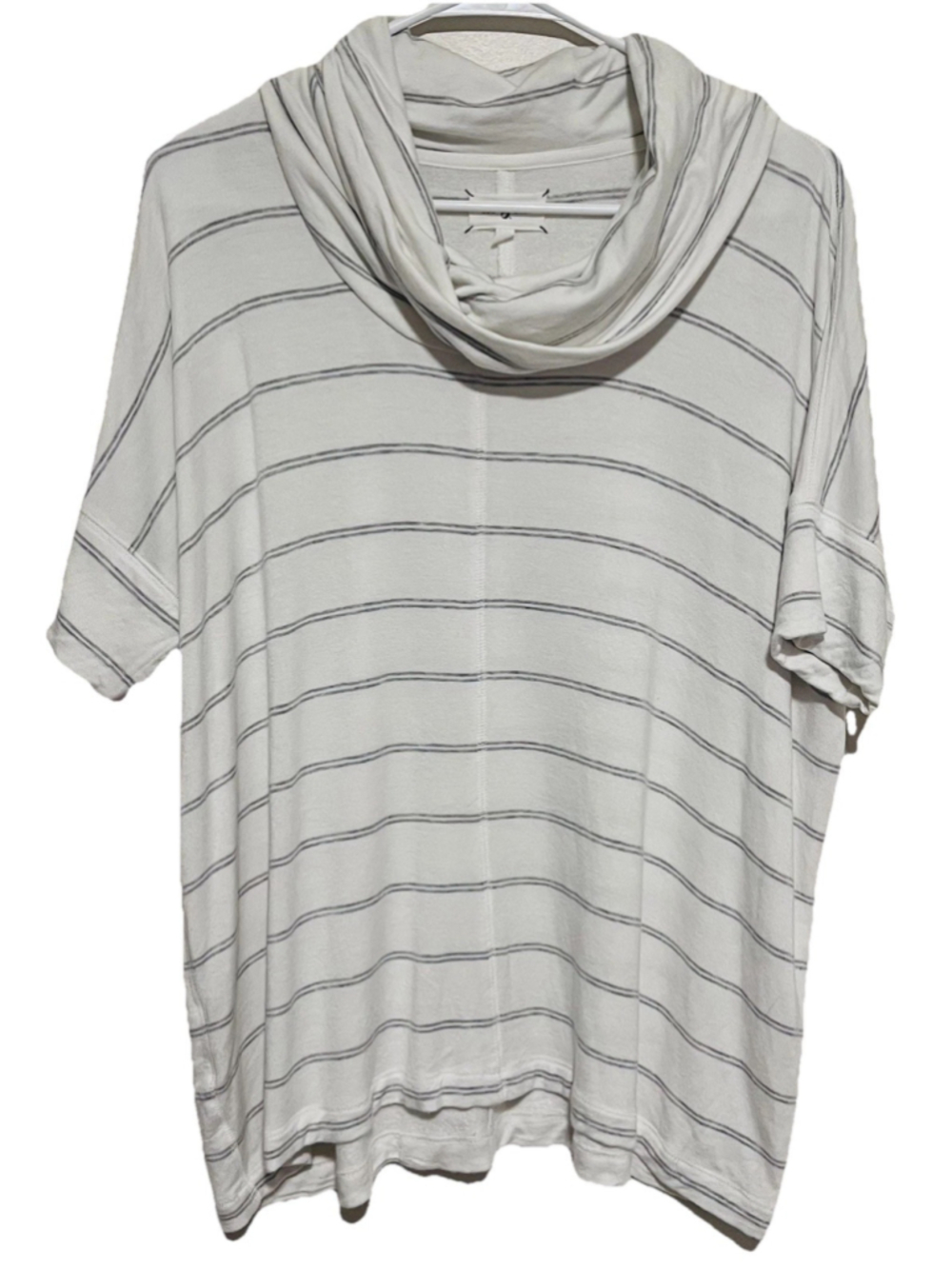 Lou & Grey Ann Taylor Cowl Neck Top Women’s Medium White Grey Striped Tunic